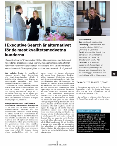 Affärsvärlden HR & Ledarskap 2021 I Executive Search är alternativet för de mest kvalitetsmedvetna kunderna